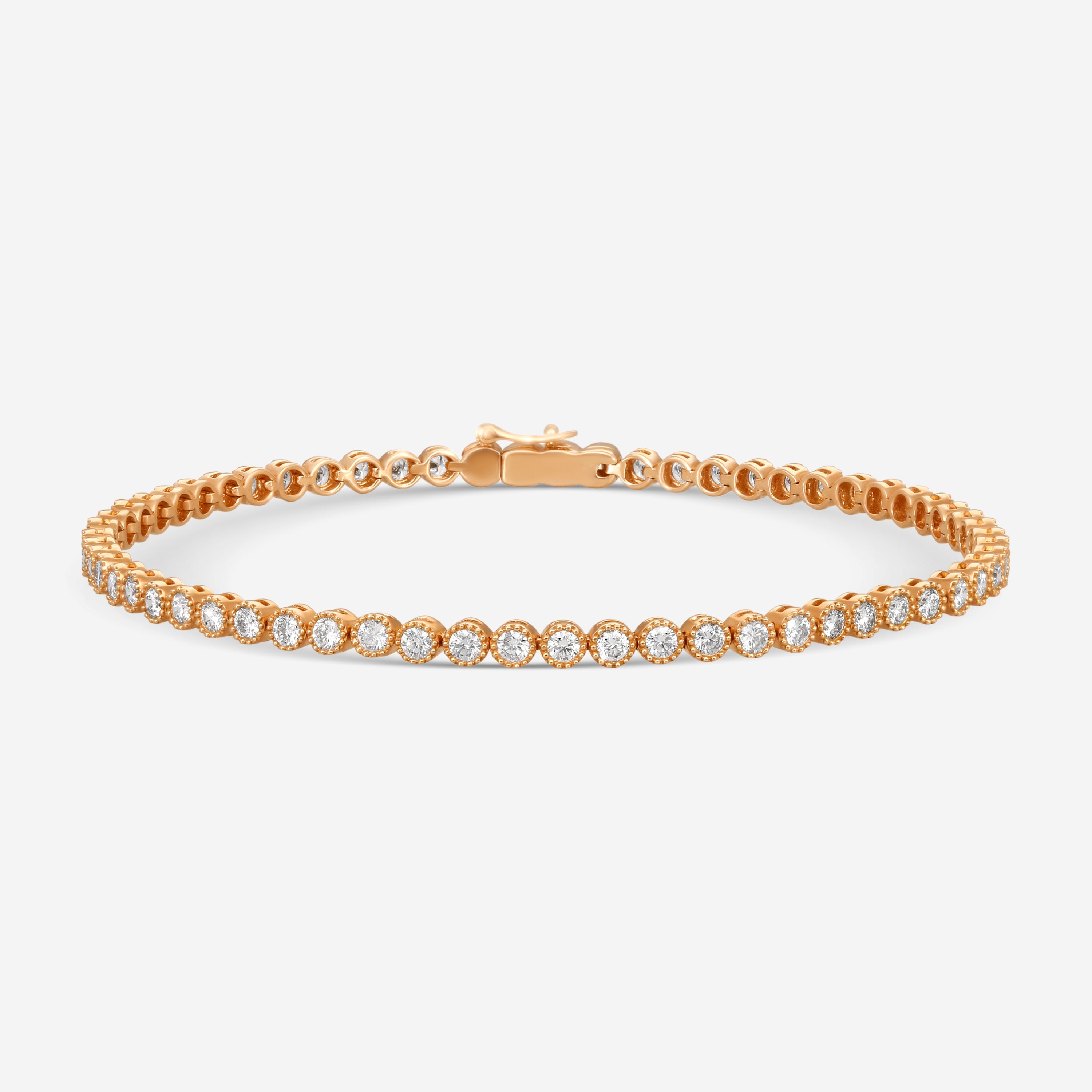 Mémoire - Milgrain 18K Rose Gold Line Diamond Bracelet CBDD134-18KR - THE SOLIST