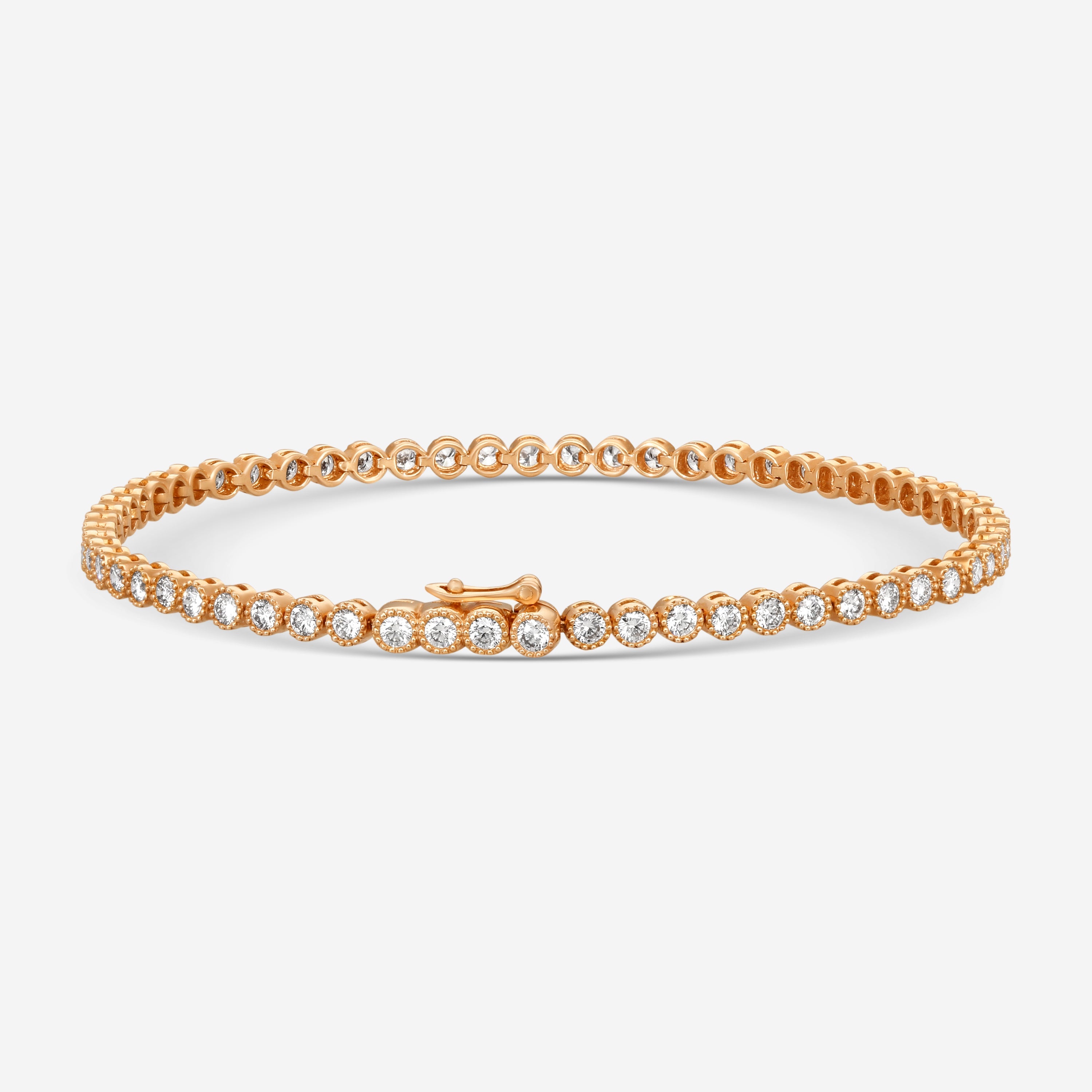 Mémoire - Milgrain 18K Rose Gold Line Diamond Bracelet CBDD134-18KR - THE SOLIST