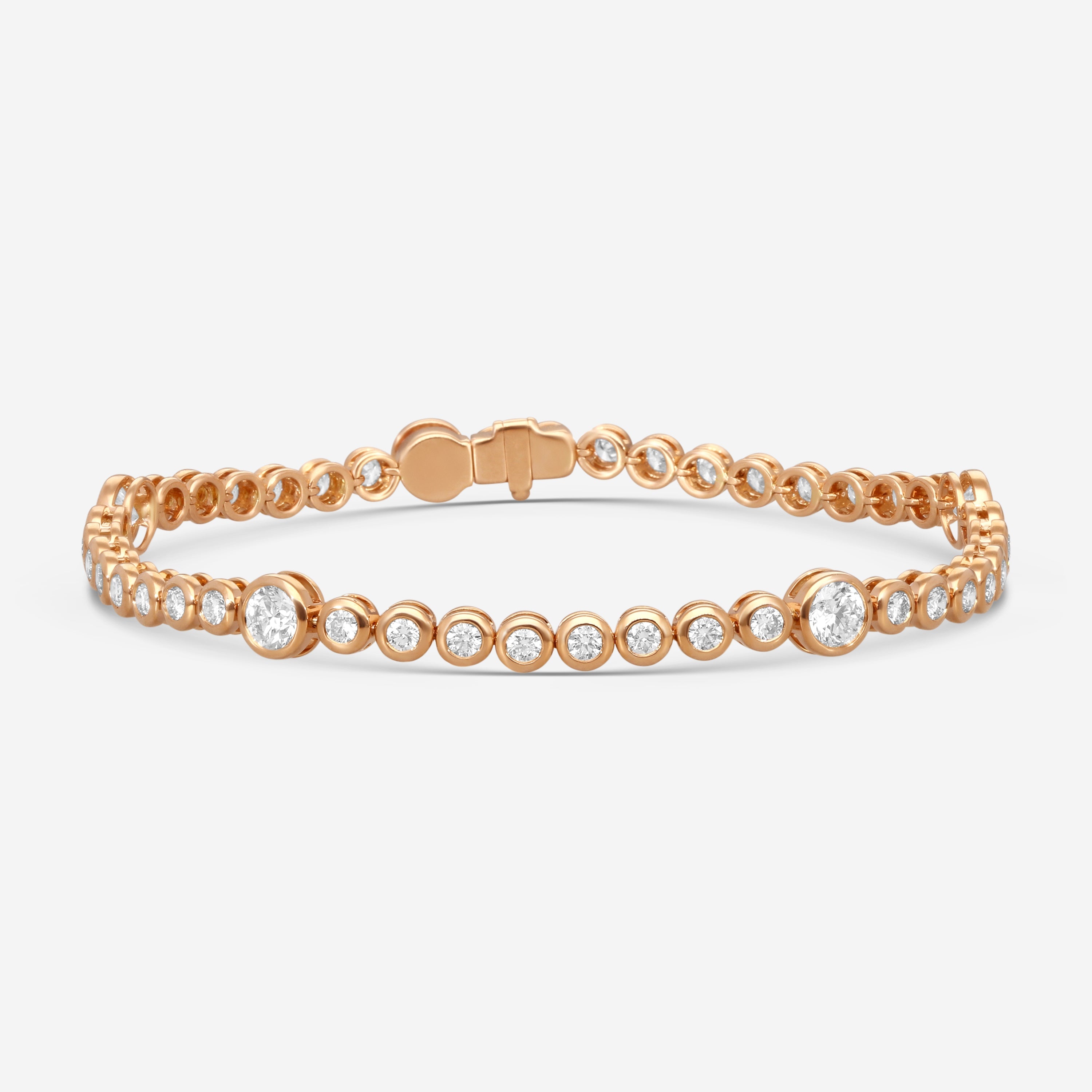 Mémoire - 18K Rose Gold Bezel Set Bracelet with Stations CBDD143-18KR - THE SOLIST