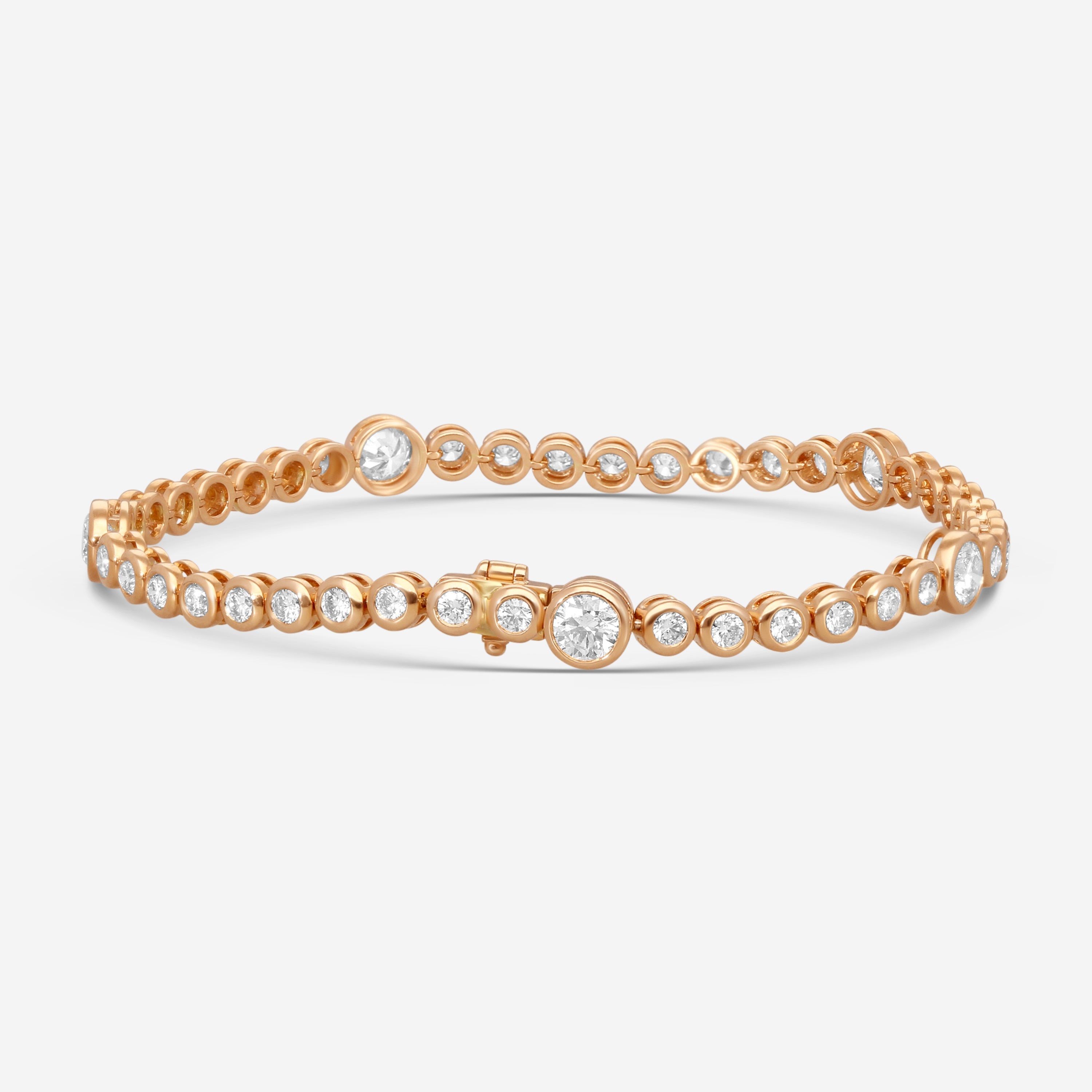 Mémoire - 18K Rose Gold Bezel Set Bracelet with Stations CBDD143-18KR - THE SOLIST