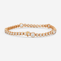 Mémoire - 18K Rose Gold Bezel Set Bracelet with Stations CBDD143-18KR - THE SOLIST