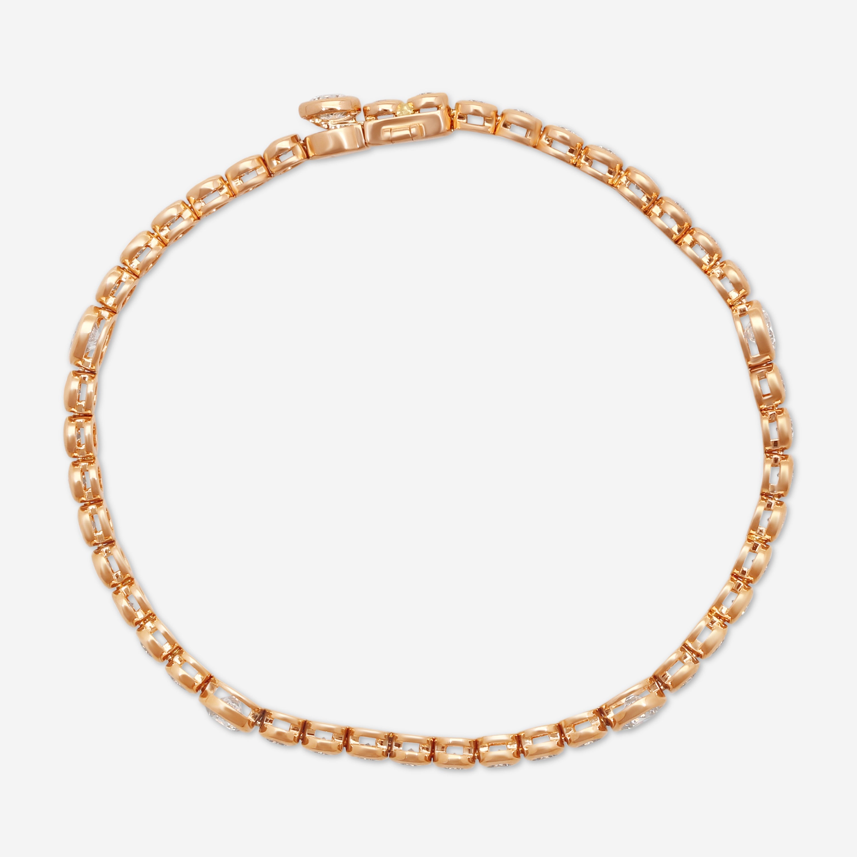 Mémoire - 18K Rose Gold Bezel Set Bracelet with Stations CBDD143-18KR - THE SOLIST