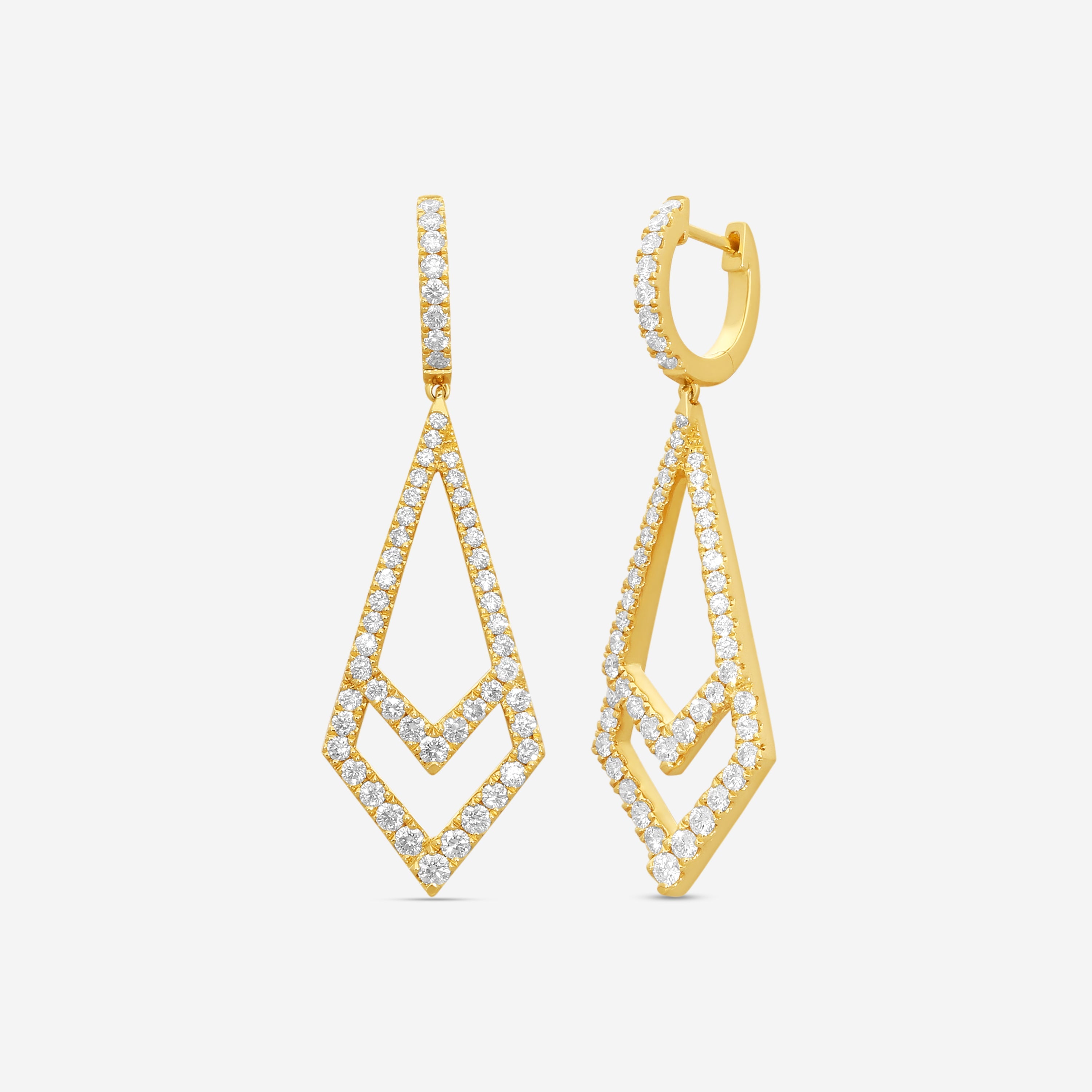 Mémoire - Essentials Kite 18K Yellow Gold Diamond 1.68ct Drop Earrings CHH01K1-18KY - THE SOLIST