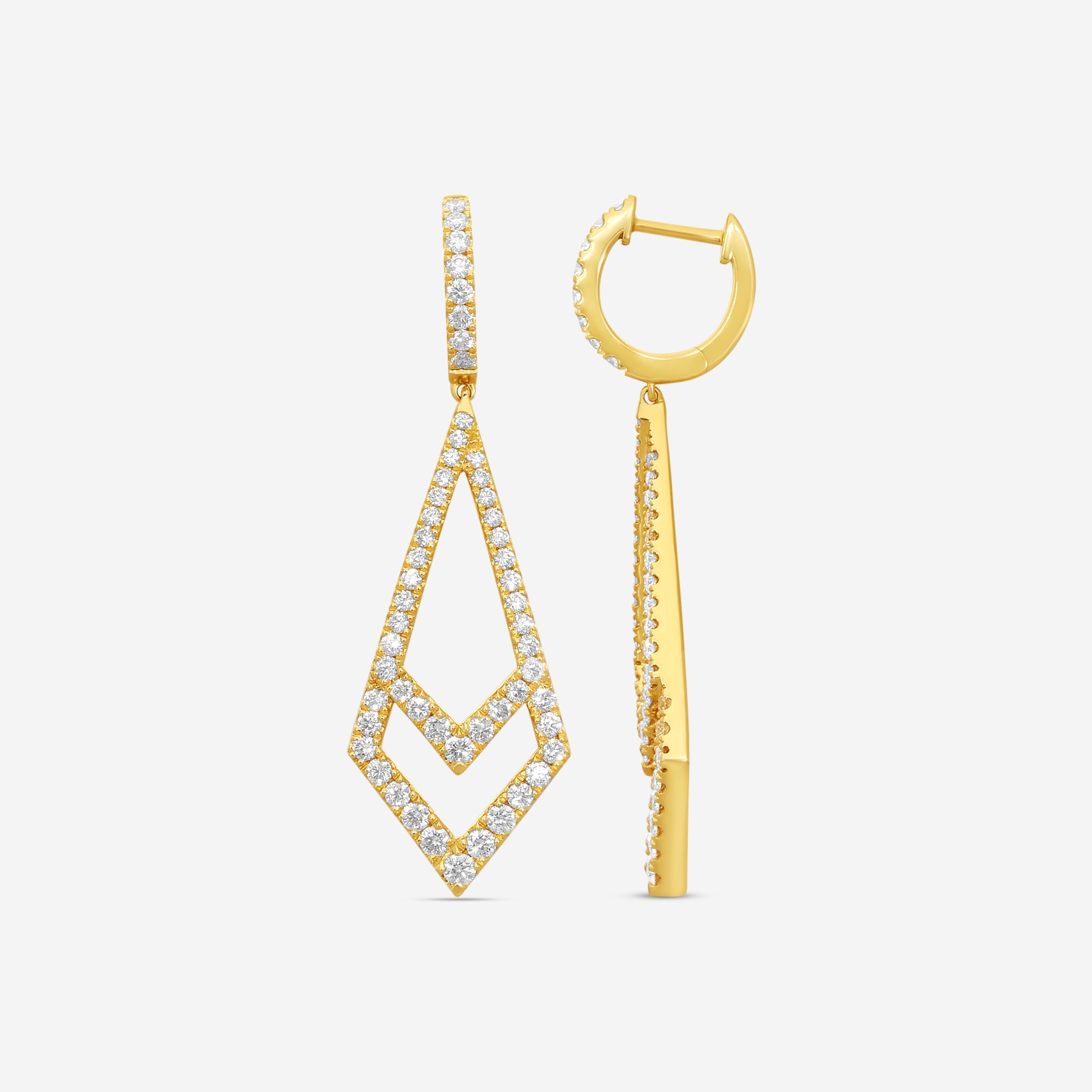 Mémoire - Essentials Kite 18K Yellow Gold Diamond 1.68ct Drop Earrings CHH01K1-18KY - THE SOLIST