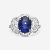 Lugano 18K White Gold Sapphire and Diamond Three-Stone Engagement Ring Sz. 6..25 1050453