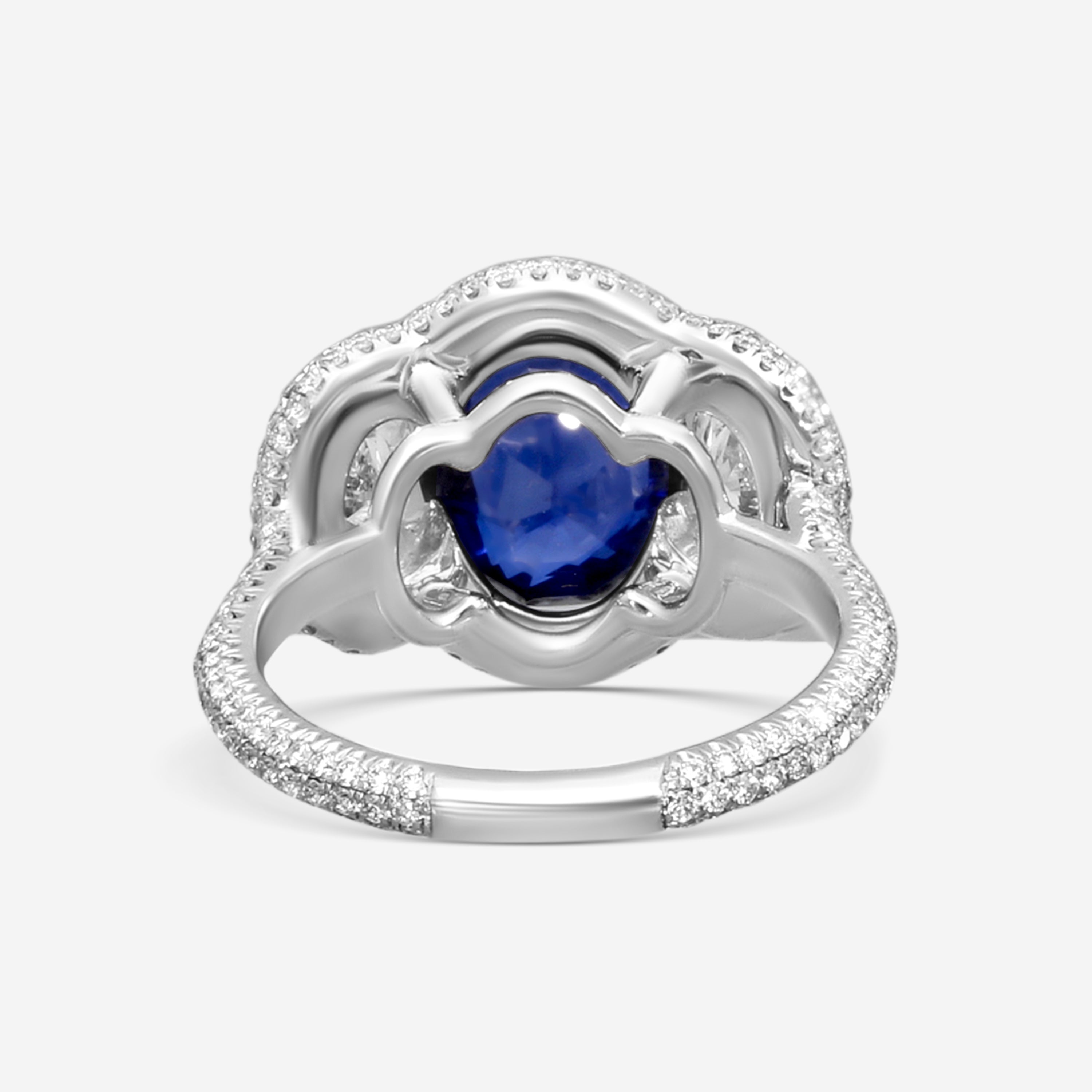 Lugano 18K White Gold Sapphire and Diamond Three-Stone Engagement Ring Sz. 6..25 1050453