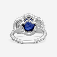 Lugano 18K White Gold Sapphire and Diamond Three-Stone Engagement Ring Sz. 6..25 1050453
