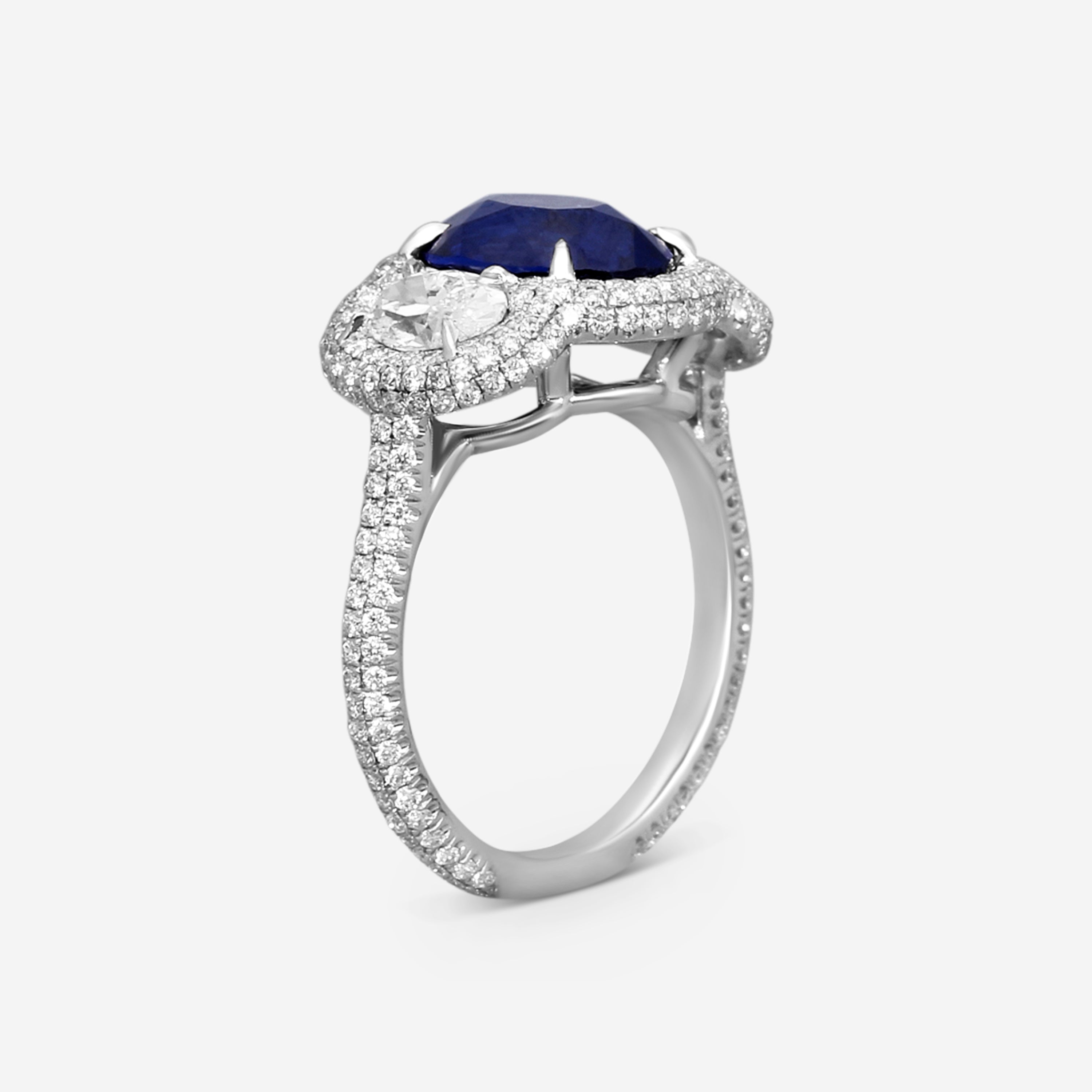 Lugano 18K White Gold Sapphire and Diamond Three-Stone Engagement Ring Sz. 6..25 1050453