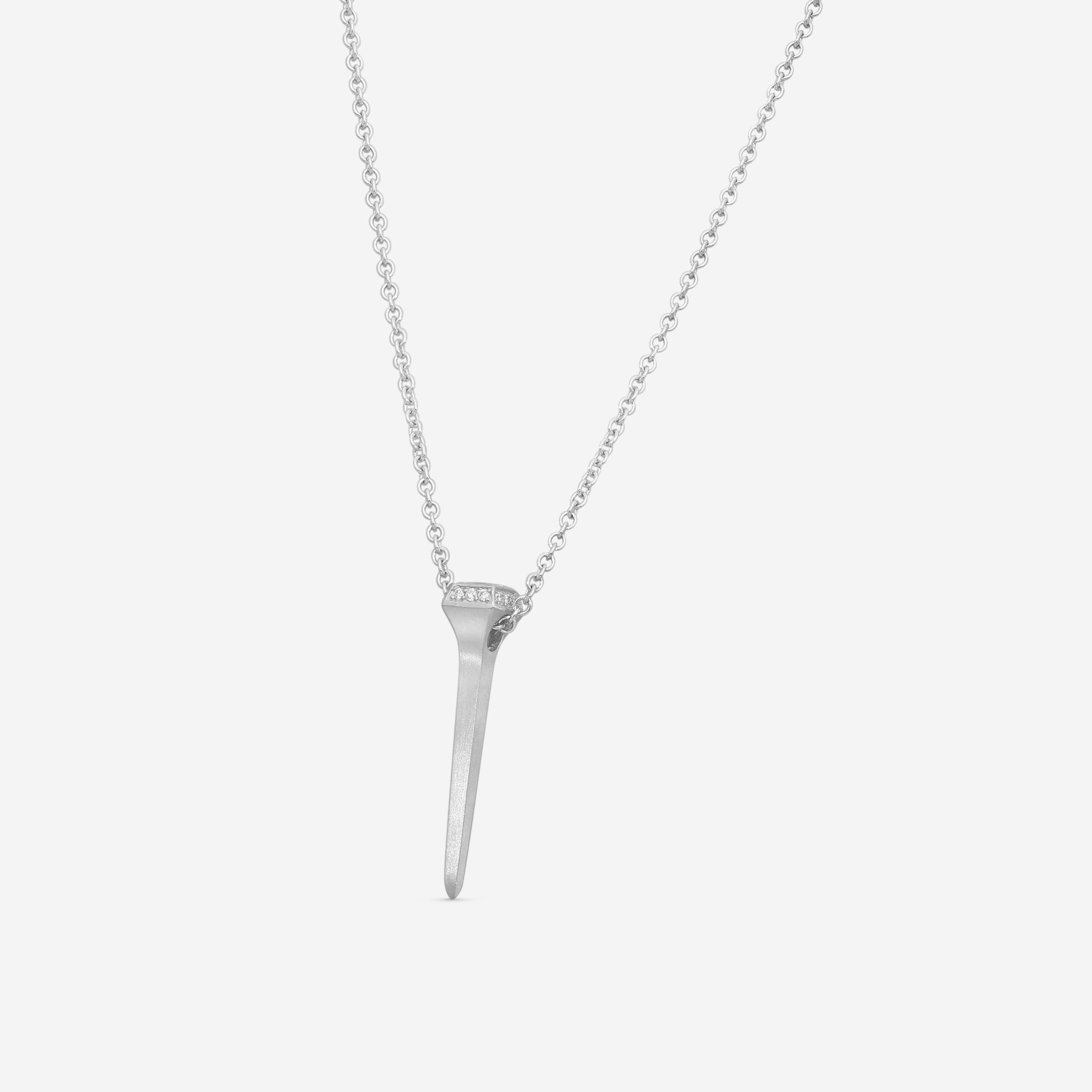 Lugano Mini Nail 18K White Gold Diamond Pendant Necklace 1295288 - THE SOLIST