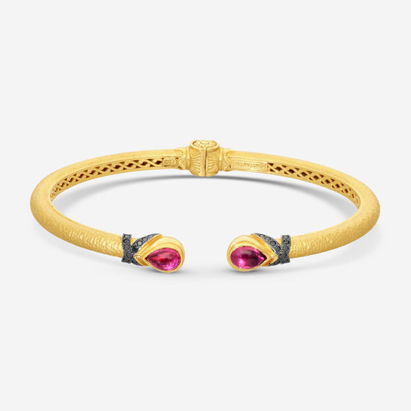 KONSTANTINO - "Callas" (Cuff) - 18K Gold Blk Diamond Bracelet - BLK DIA:0.32ctw.; Tourmaline Doublet 1.20 ct,. - BMK07049-18KT-505 - THE SOLIST