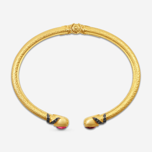 KONSTANTINO - "Callas" (Cuff) - 18K Gold Blk Diamond Bracelet - BLK DIA:0.32ctw.; Tourmaline Doublet 1.20 ct,. - BMK07049-18KT-505 - THE SOLIST