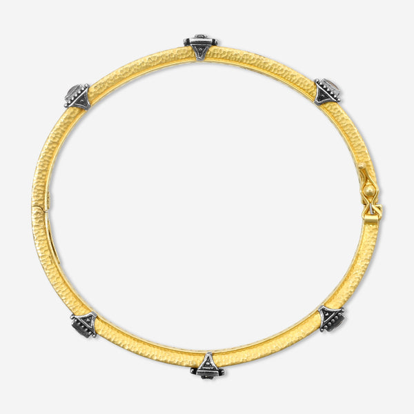KONSTANTINO - "Callas" (Bangle) - 18K Gold Blk Diamond Pink Tourmaline Bracelet - BLK DIA:0.225ctw; Pink Tourmaline - BMK07054-18KT-507 - THE SOLIST