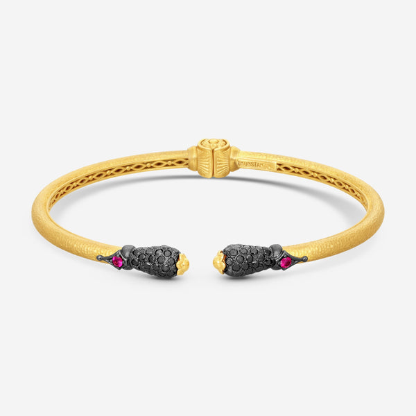 KONSTANTINO - "Callas" (Cuff) - 18K Gold Blk Diamond Ruby Bracelet - BLK DIA:1.584ctw.; Ruby, 0.09Ct - BMK07062-18KT-516

Length: 6.5 INCHES
Retail $7,300.00 - THE SOLIST