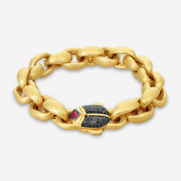 KONSTANTINO - "Callas" (Link) - 18K Gold Blk Diamond Ruby Bracelet - BLK DIA:0.482ctw.; Ruby,0.15Ct - BMK07069-18KT-516

Length: 7 INCHES
Retail $20,460.00 - THE SOLIST