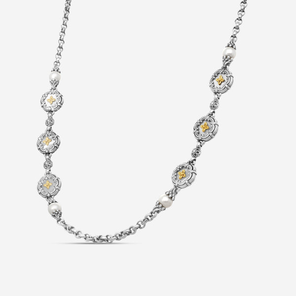 KONSTANTINO - "Hestia" 18K Gold & S/S  Necklace 18" - Cultured Pearl, 3mm - KOMK4731-117

Length: 18 INCHES
Retail $1,090.00 - THE SOLIST