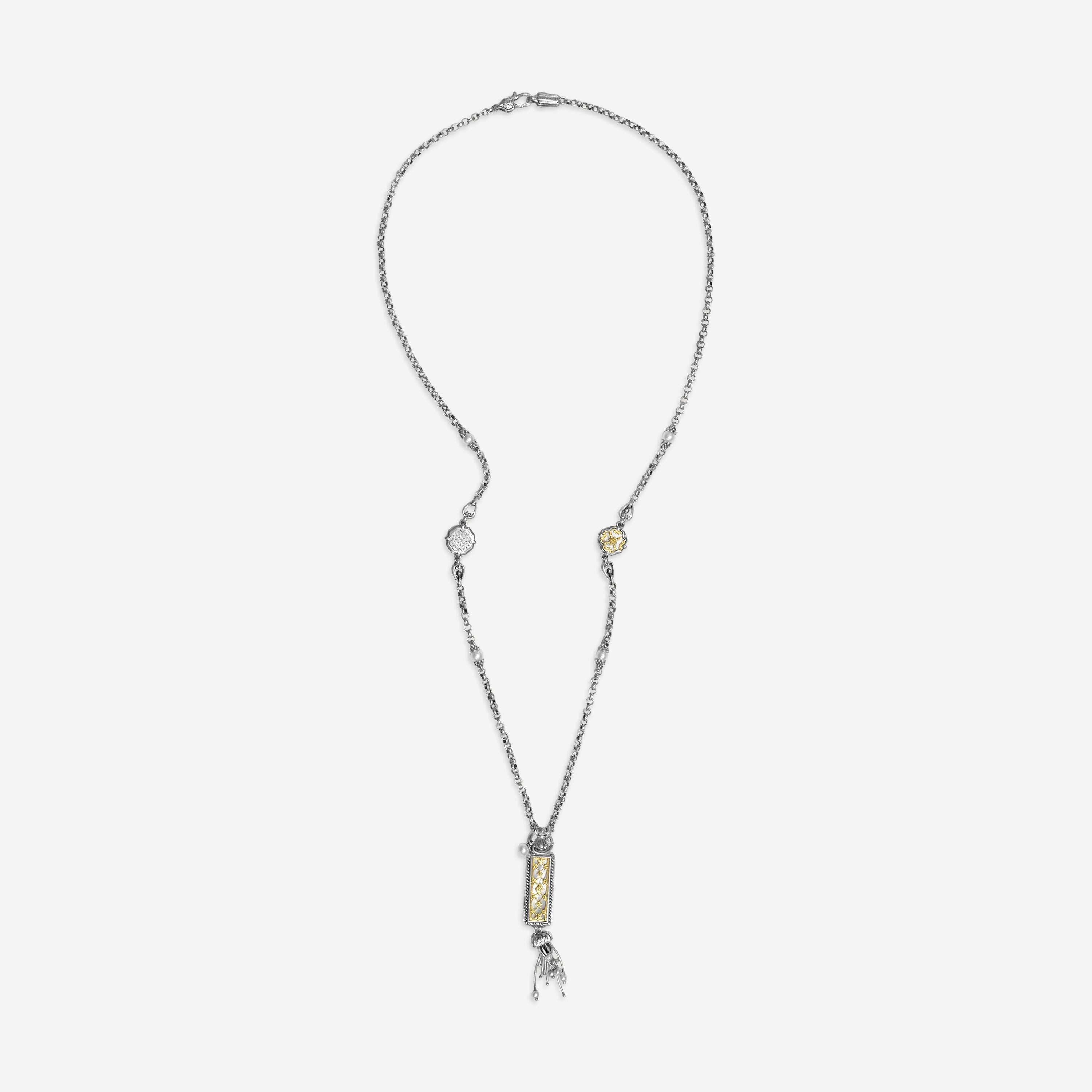 Konstantino Hestia 18K Yellow Gold & Sterling Silver MOP Pendant Necklace KOMK4732-280-28 2U - THE SOLIST