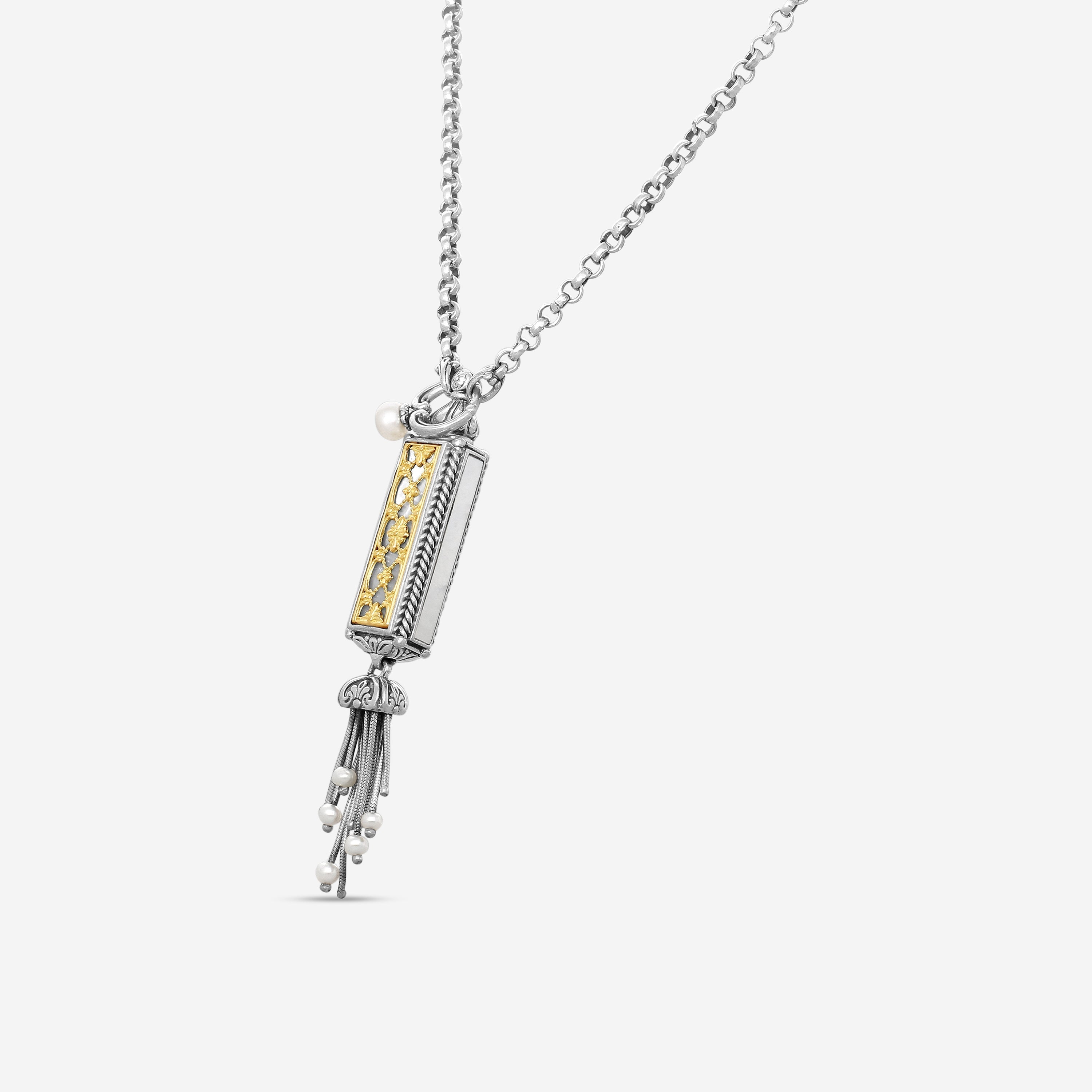Konstantino Hestia 18K Yellow Gold & Sterling Silver MOP Pendant Necklace KOMK4732-280-28 2U - THE SOLIST