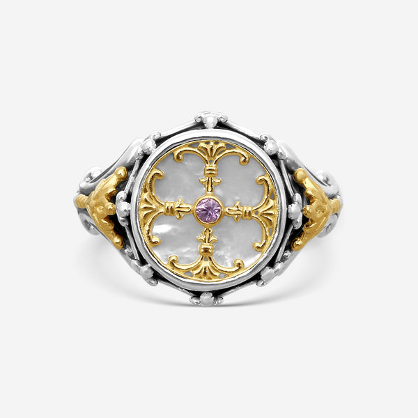 KONSTANTINO - "Hestia" 18K Gold & S/S Ring - Mop, 9.5mm; Pink SAP, 1.5mm - DMK2110-463 S8

Ring Size: 8
Retail $940.00 - THE SOLIST