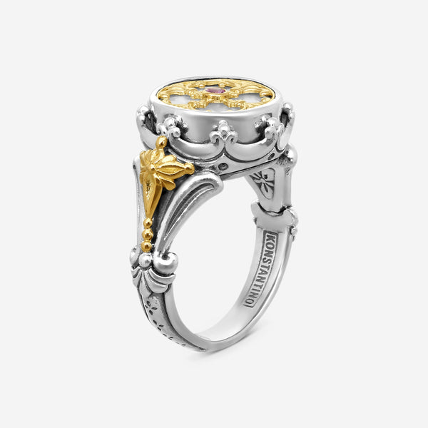 KONSTANTINO - "Hestia" 18K Gold & S/S Ring - Mop, 9.5mm; Pink SAP, 1.5mm - DMK2110-463 S8

Ring Size: 8
Retail $940.00 - THE SOLIST