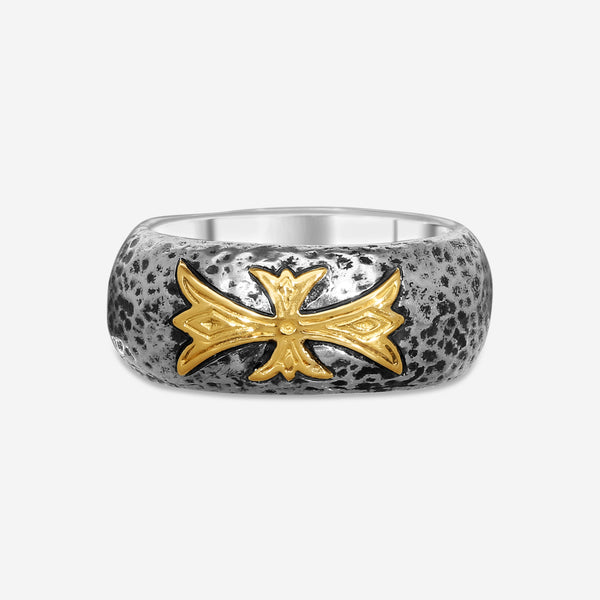 KONSTANTINO - "Sg Classic" 18K Gold & S/S Hammered Band Cross Ring - DKJ170-130
Retail $750.00 - THE SOLIST