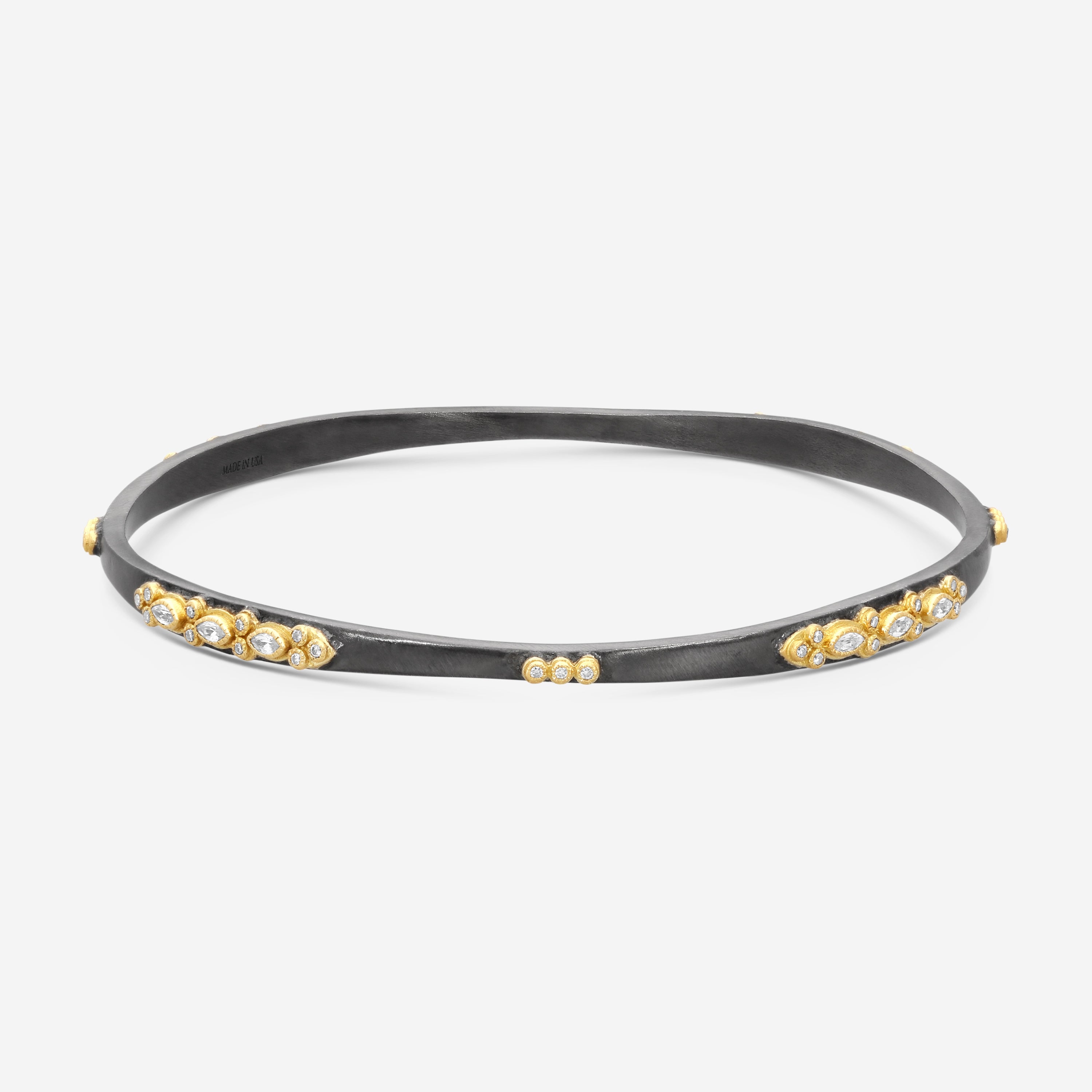 Armenta Old World 18K Yellow Gold & Blackened Sterling Silver Champagne Diamond & Sapphire Bangle Bracelet 15620