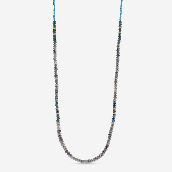 Armenta Old World Sterling Silver and 18K Yellow Gold, Turquoise and Boulder Opal Beaded Station Necklace