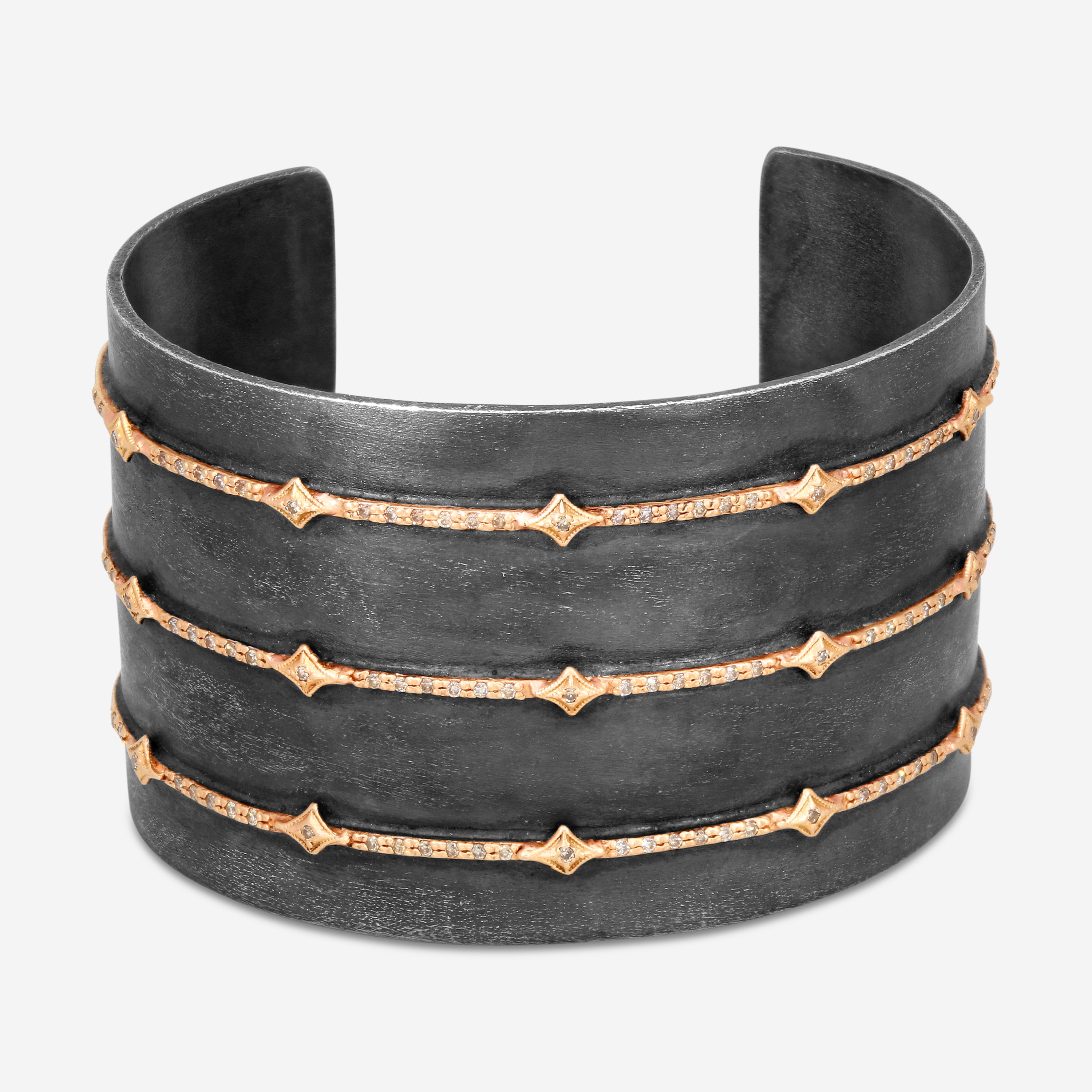 Armenta Rose World 14K Rose Gold & Blackened Sterling Silver Champagne Diamond Cuff Bracelet 15901 - THE SOLIST