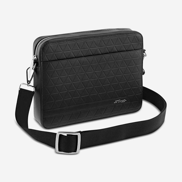 S.T. Dupont Firehead Black Leather Messenger Bag 160009
