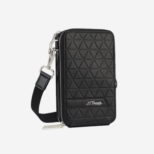 S.T. Dupont Firehead Black Leather Shoulder Bag 160011
