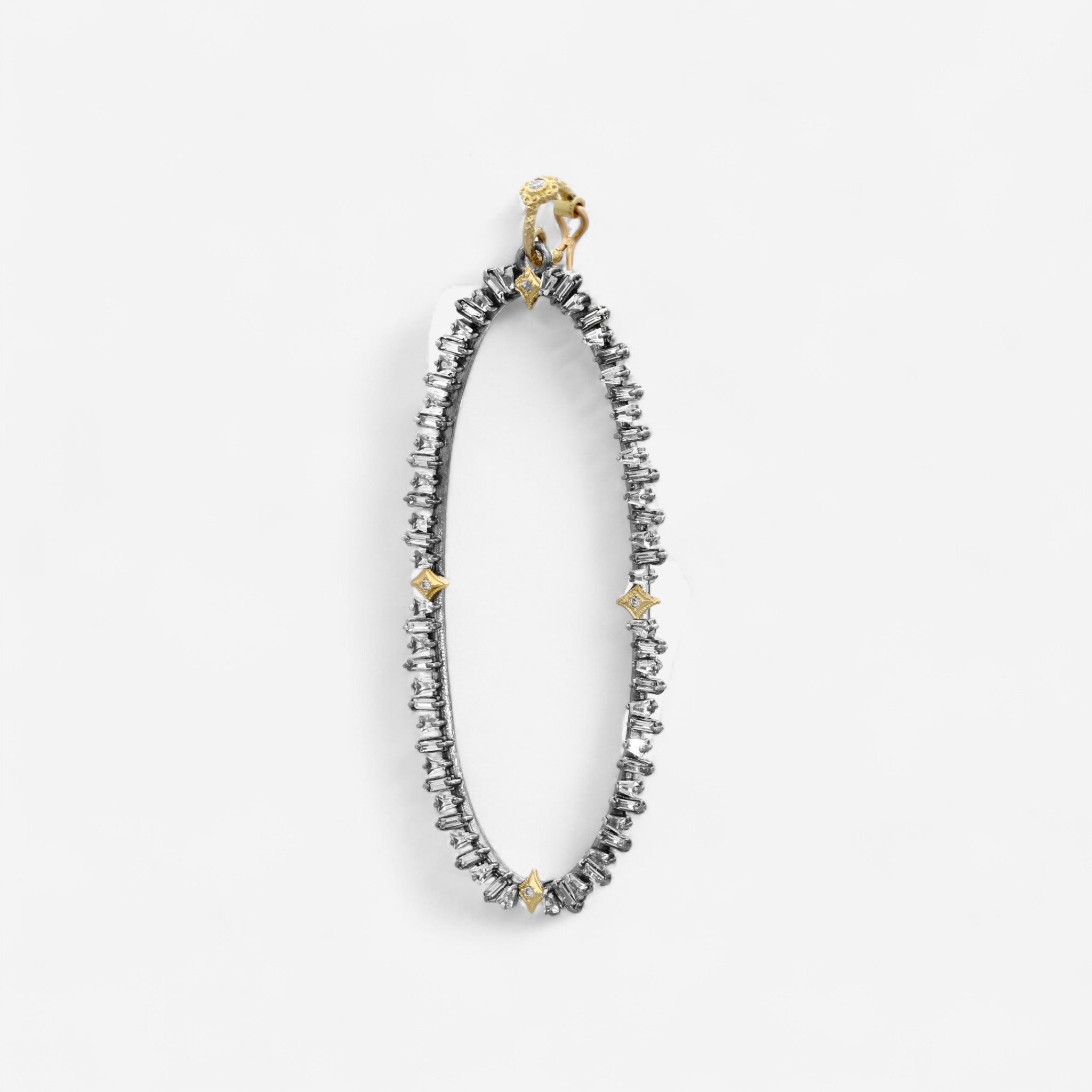 Armenta Old World 18K Yellow Gold & Blackened Sterling Silver Champagne Diamond & White Sapphire Enhancer 16431