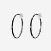 Armenta Rose World 14K Rose Gold & Grey Sterling Silver Black Enamel Champagne Diamond Hoop Earrings 16517