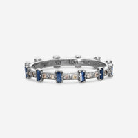 Armenta New World Sterling Silver Diamond & Blue Sapphire Stack Band Ring Sz. 6.25 17162 - THE SOLIST