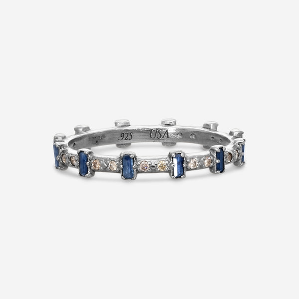Armenta New World Sterling Silver Diamond & Blue Sapphire Stack Band Ring Sz. 6.25 17162 - THE SOLIST