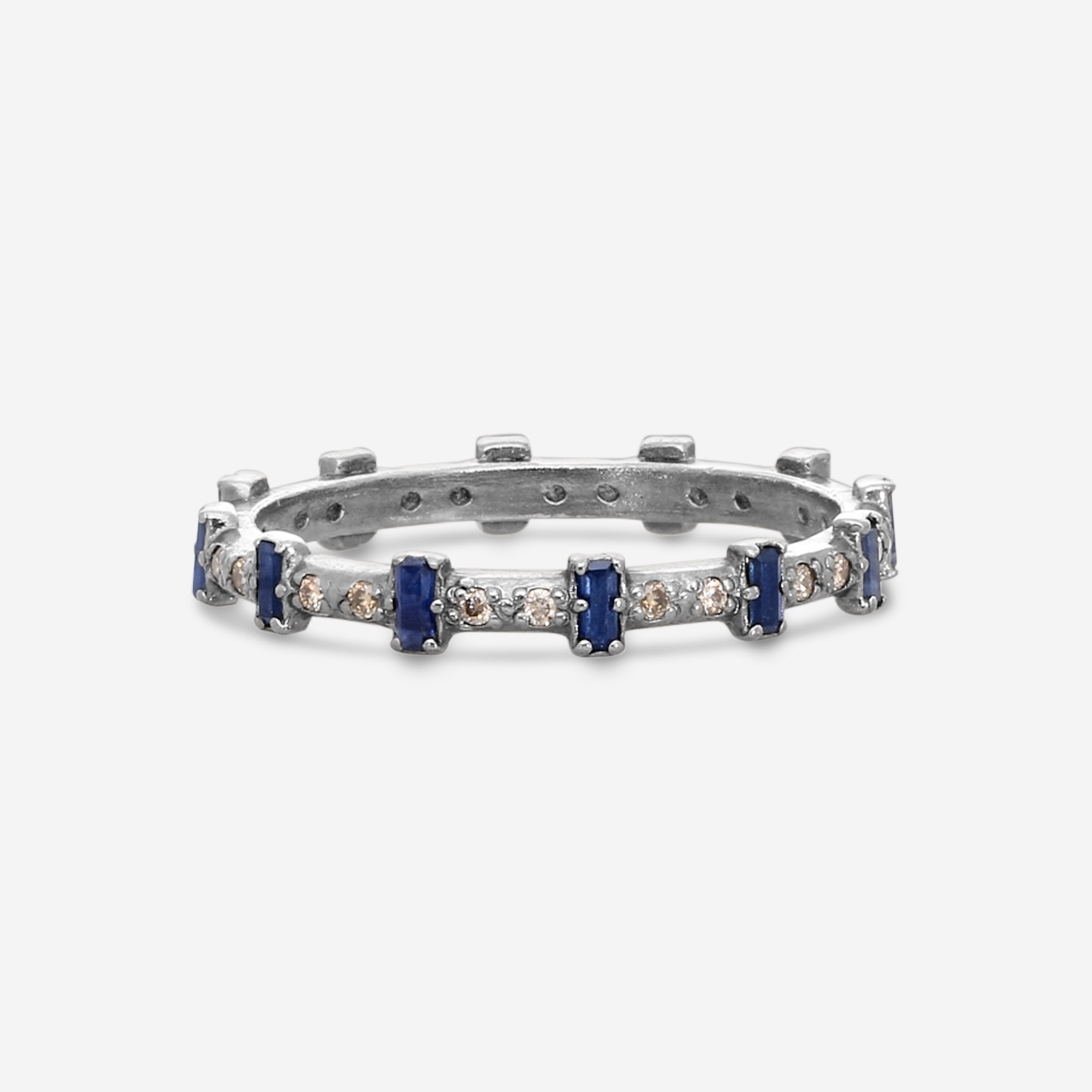 Armenta New World Sterling Silver Diamond & Blue Sapphire Stack Band Ring Sz. 6.25 17162 - THE SOLIST