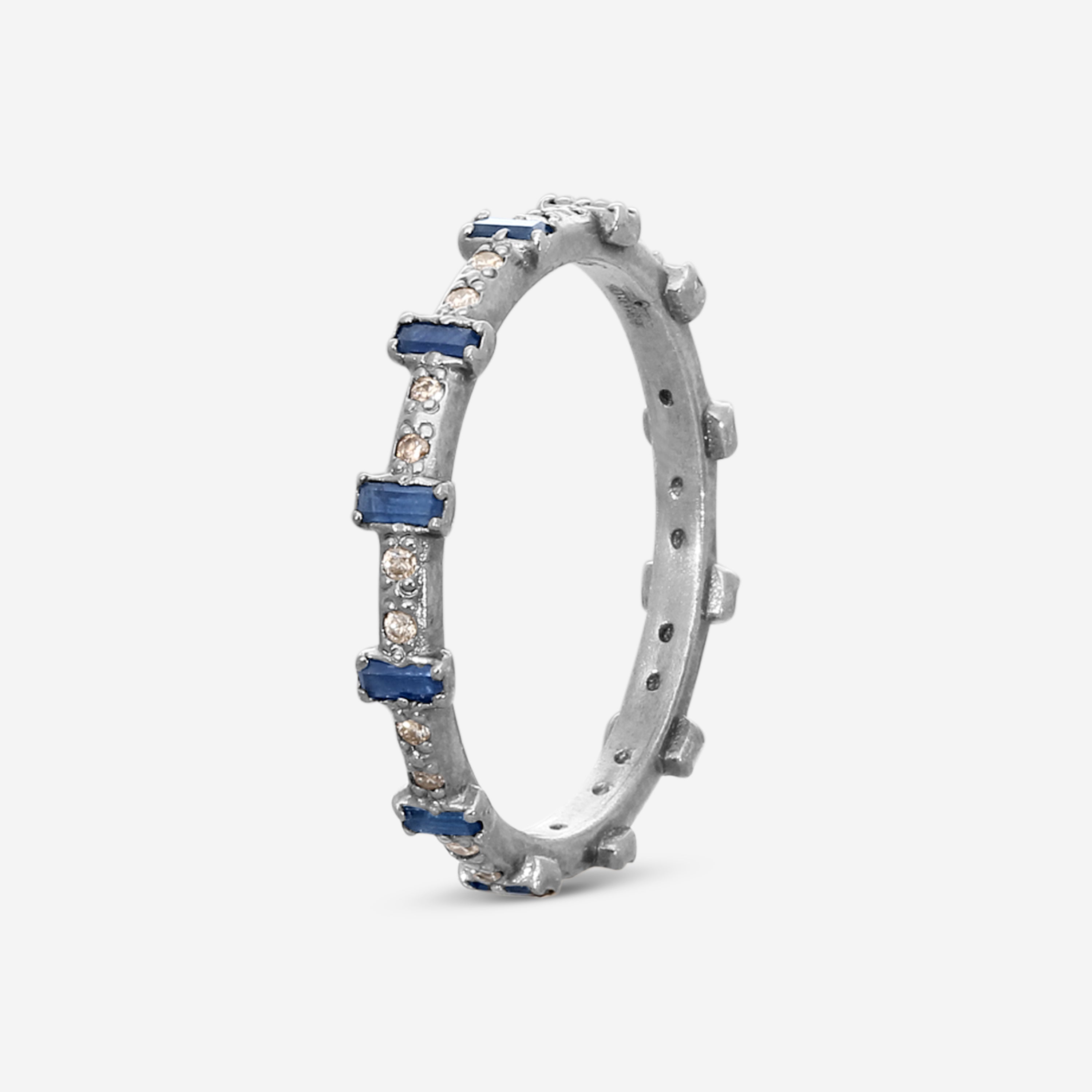 Armenta New World Sterling Silver Diamond & Blue Sapphire Stack Band Ring Sz. 6.25 17162 - THE SOLIST