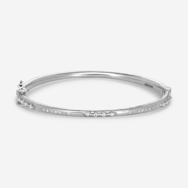 Armenta New World Grey Sterling Silver Champagne Diamond Huggie Bracelet 17291 - THE SOLIST