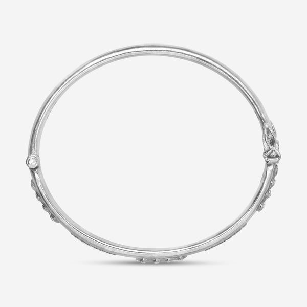 Armenta New World Grey Sterling Silver Champagne Diamond Huggie Bracelet 17291 - THE SOLIST