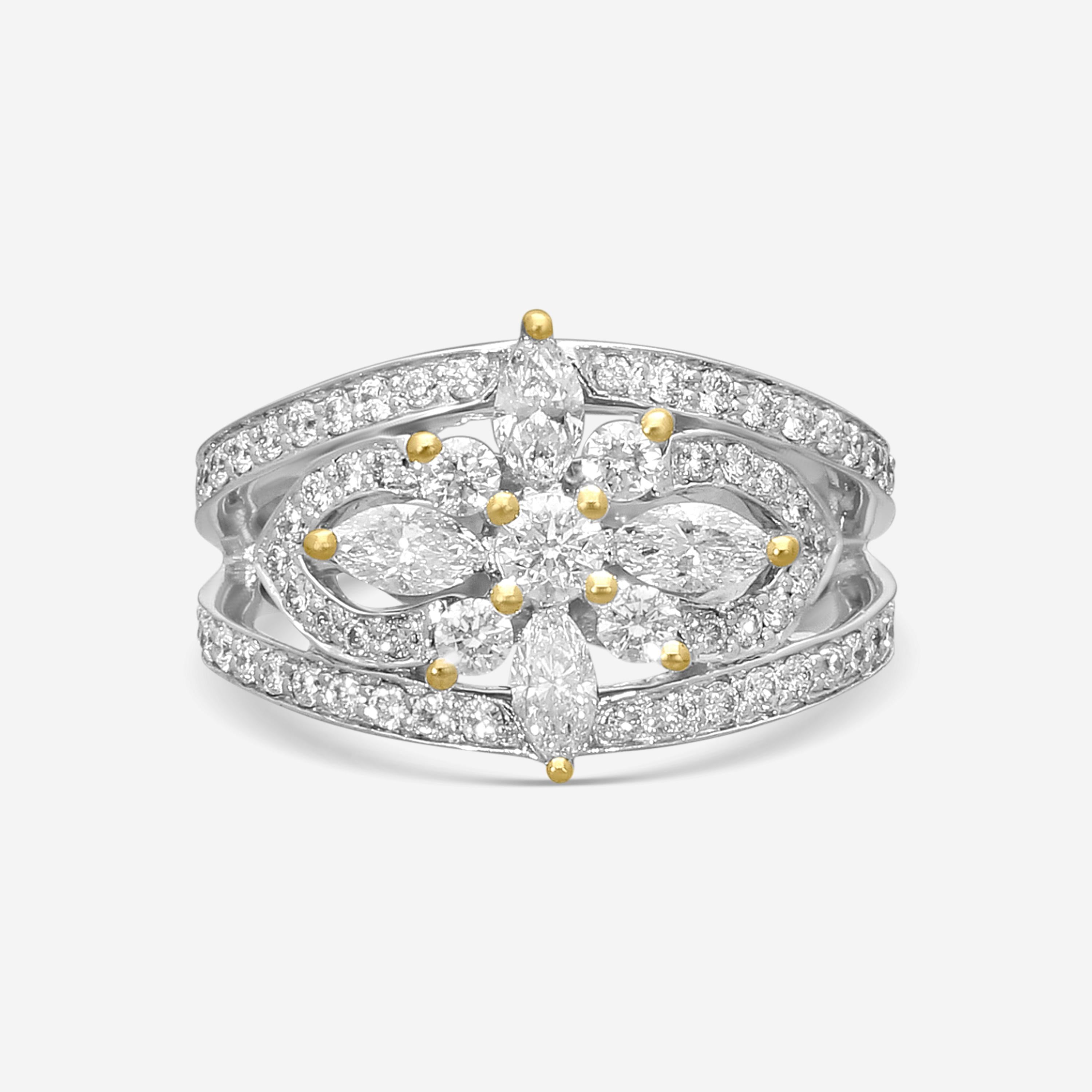 Kwiat 18K White Gold Diamond Statement Ring Sz. 6.75 17518