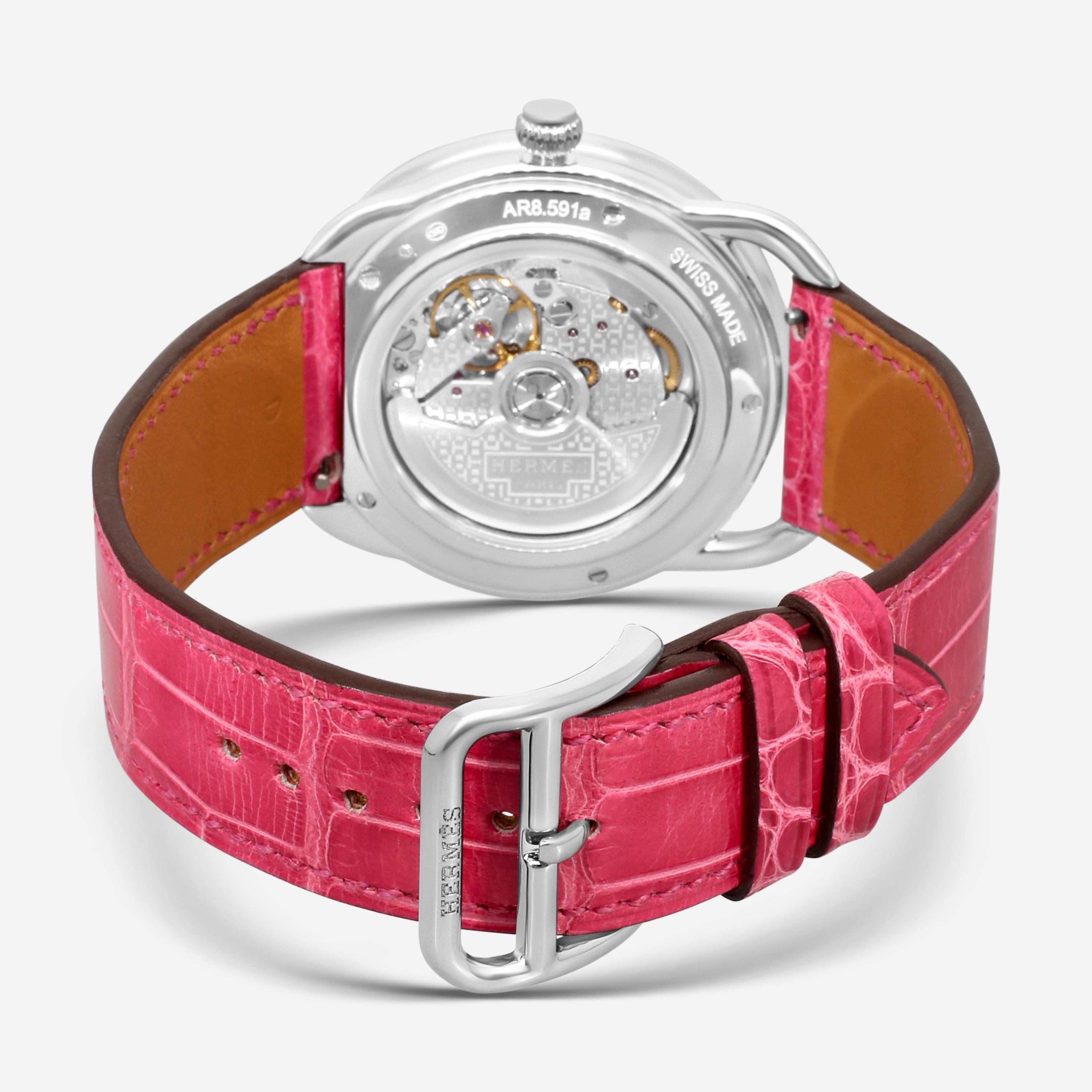 Hermès Arceau Harnais Français Remix 18K White Gold Automatic Ladies Watch 05281