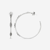 Armenta New World Sterling Silver & 14K White Gold Diamond Hoop Earrings 17601