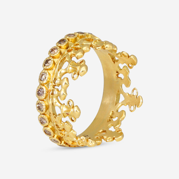 Armenta 18K Yellow Gold Champagne Diamond Stack Band Ring Sz. 7 17673