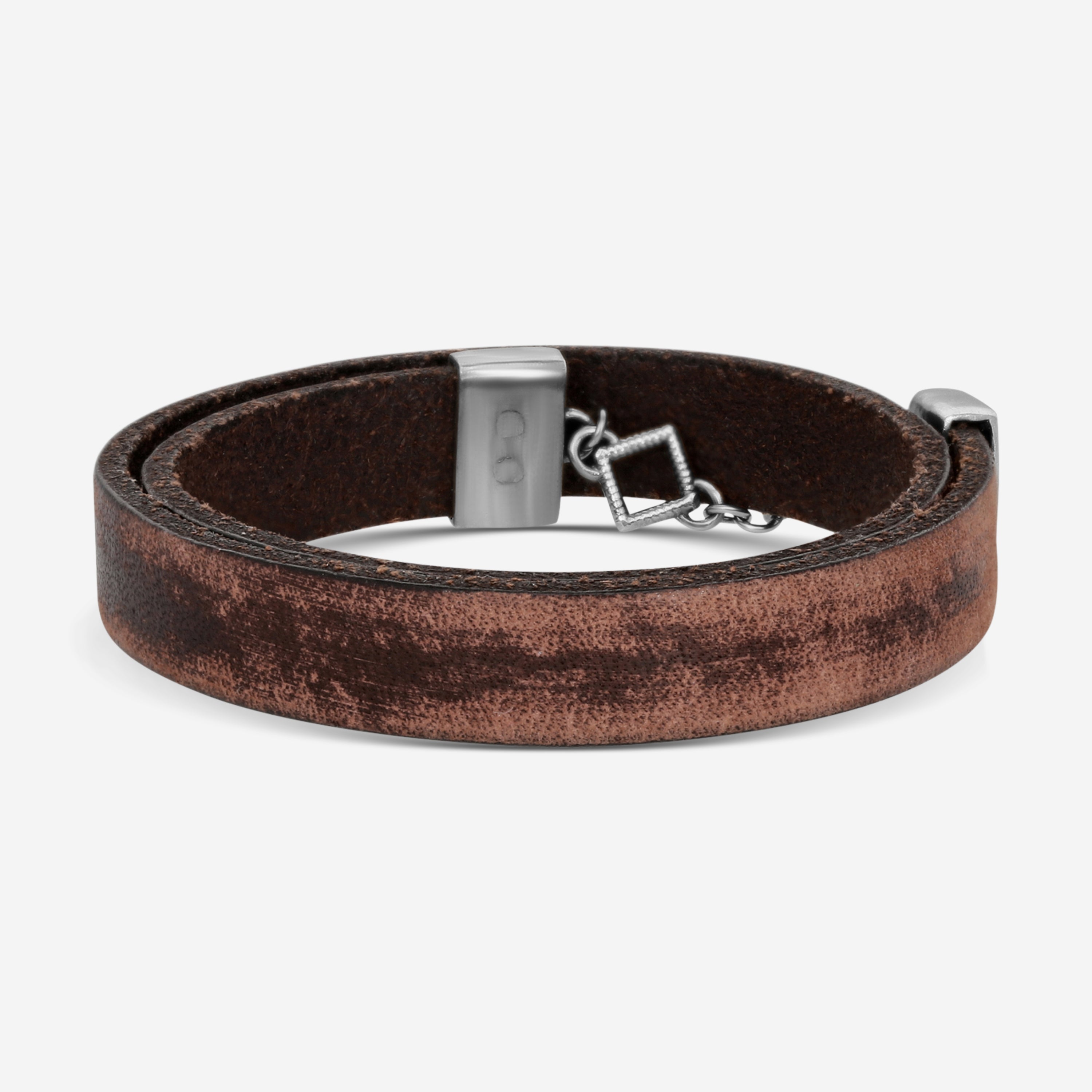Armenta Brown Leather Double Wrap Size Small Bracelet 17698