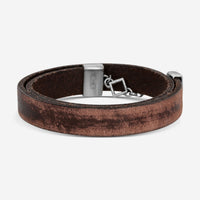Armenta Brown Leather Double Wrap Size Small Bracelet 17698