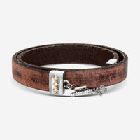 Armenta Brown Leather Double Wrap Size Small Bracelet 17698