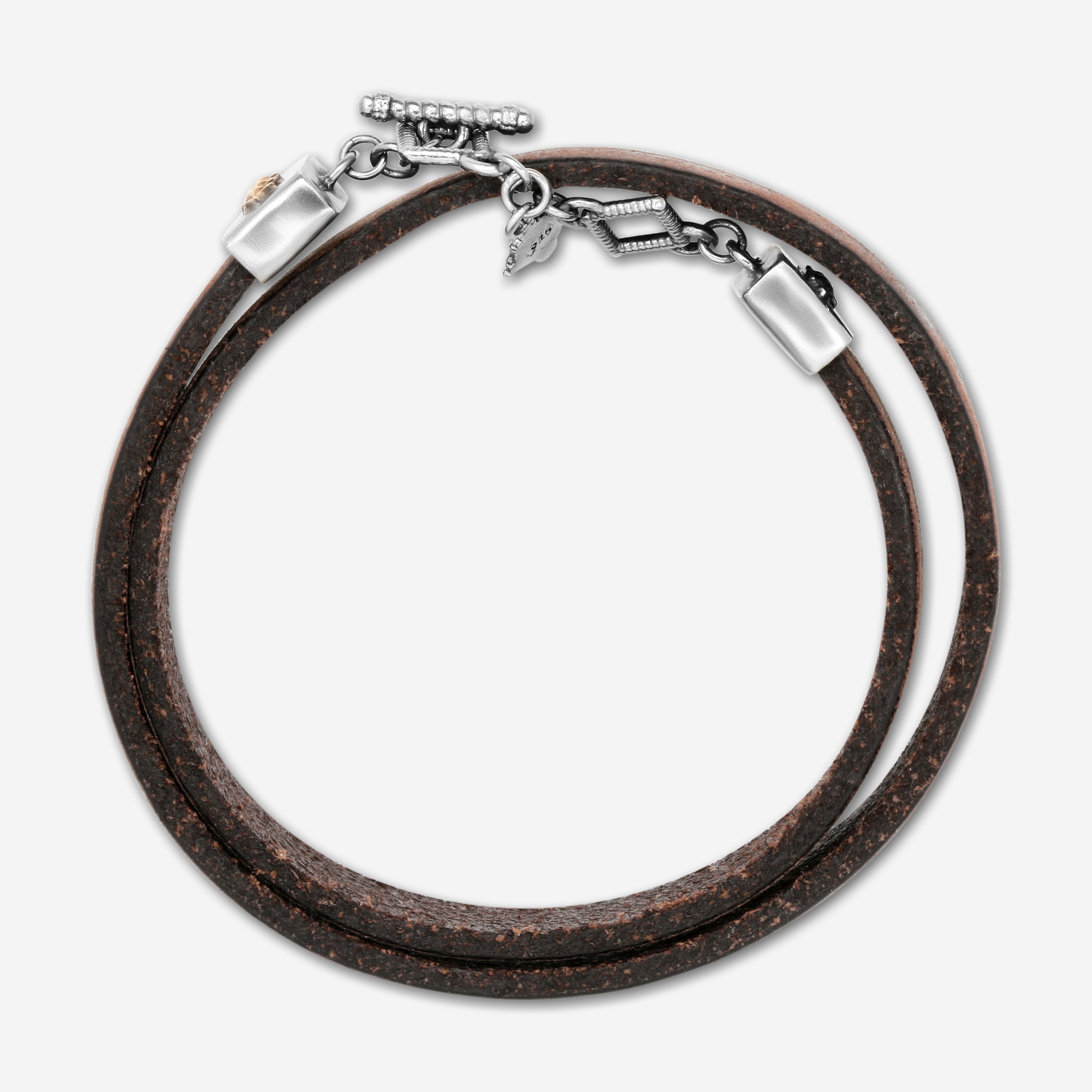Armenta Brown Leather Double Wrap Size Small Bracelet 17698