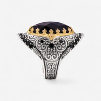 Konstantino Sibylla Sterling Silver & 18K Yellow Gold Spinel & Onyx Ring Sz. 7 DMK2012-314-CUT-S7