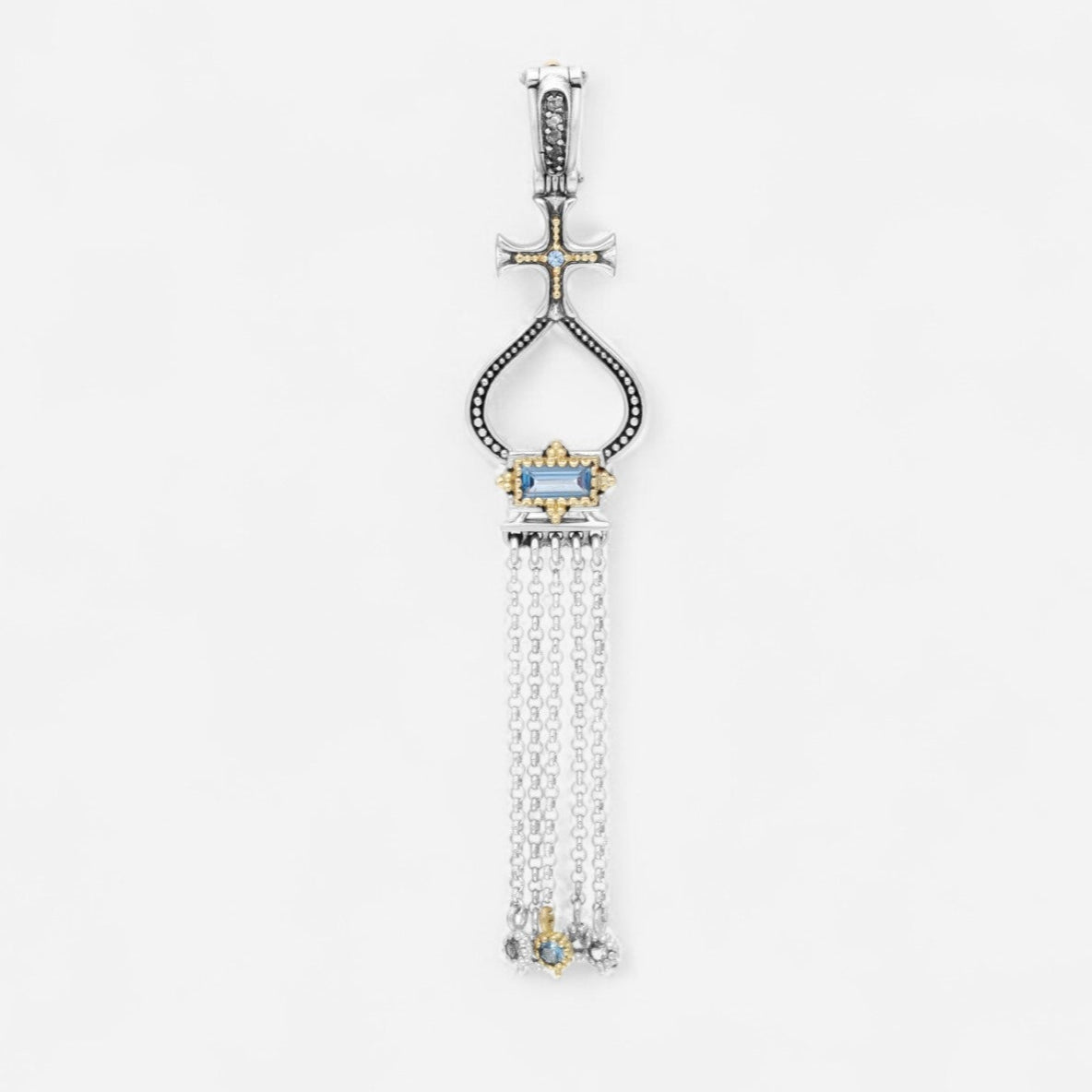 Konstantino Dome Sterling Silver & 18K Yellow Gold Blue Spinel Pendant MEKJ735-478 - THE SOLIST