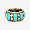 Armenta 18K Yellow Gold & Grey Sterling Silver Multistone Band Ring Sz. 7 17717