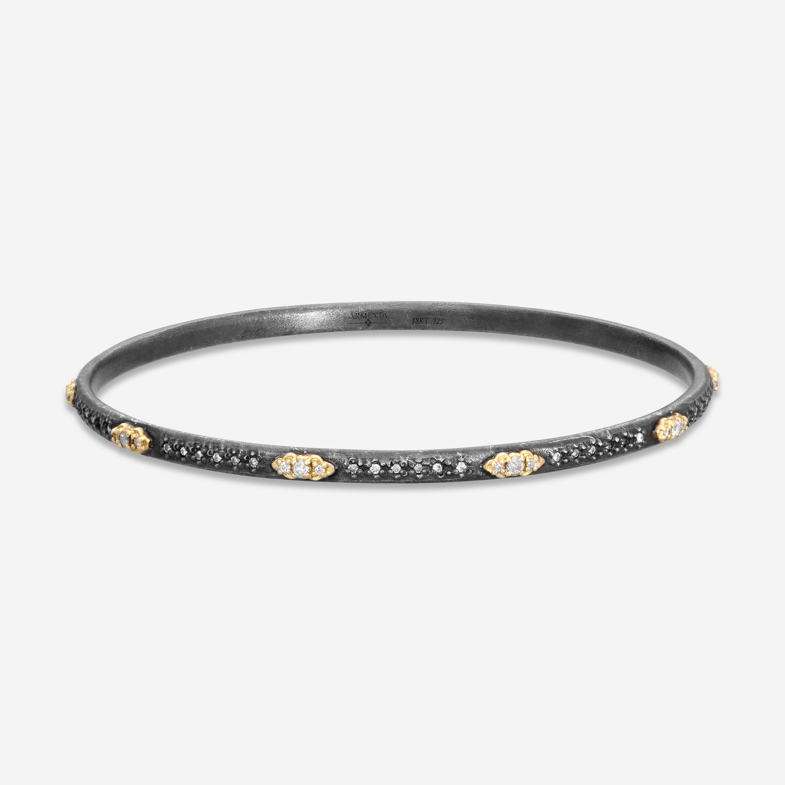 Armenta Old World 18K Yellow Gold & Blackened Sterling Silver Diamond Bangle Bracelet 17785