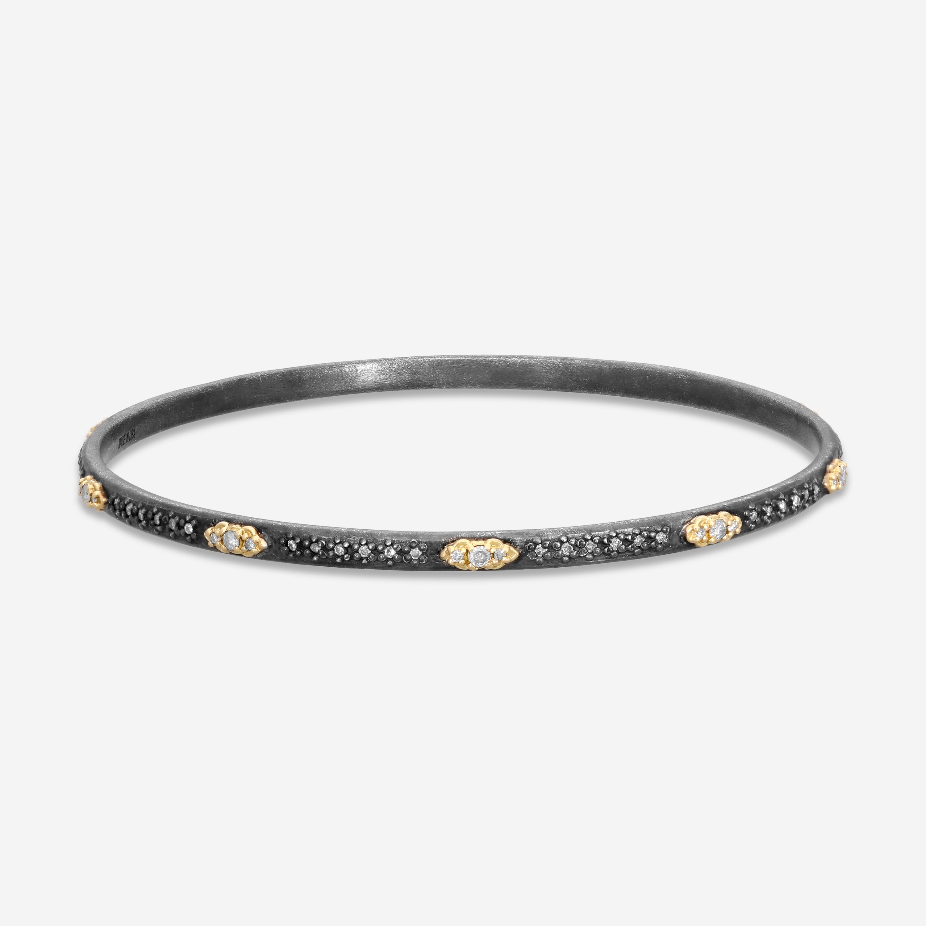 Armenta Old World 18K Yellow Gold & Blackened Sterling Silver Diamond Bangle Bracelet 17785